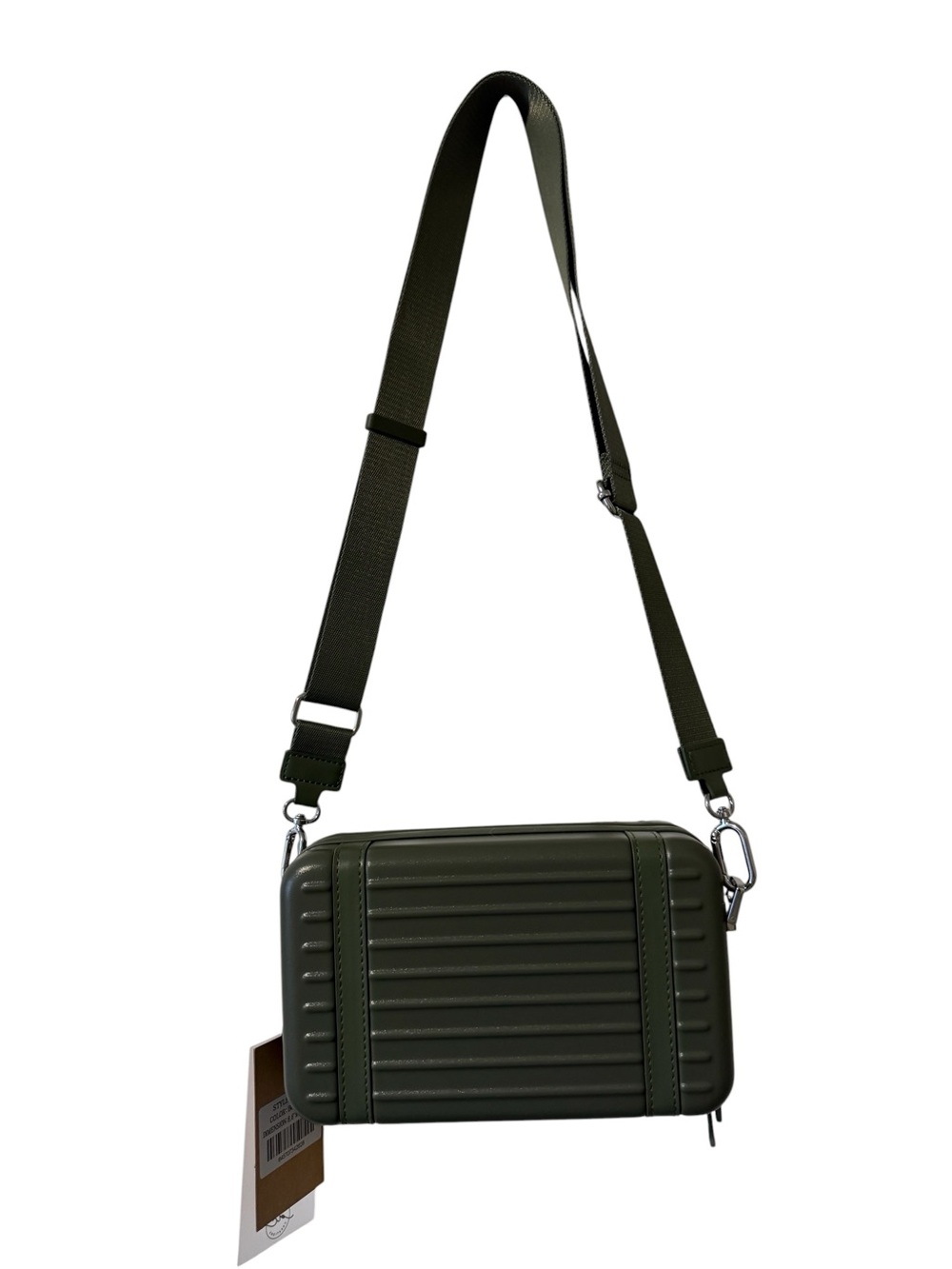 Olive Green Crossbody Bag - Modern Ribbed Design